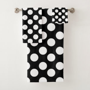 Black and White Polka Dot Bath Towel Set