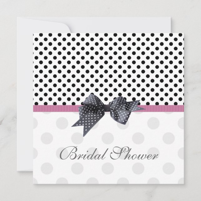 Black and white polka dot Bridal shower Invitation (Front)