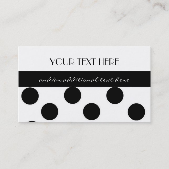 Black and White Polka Dot Business Card (Front)