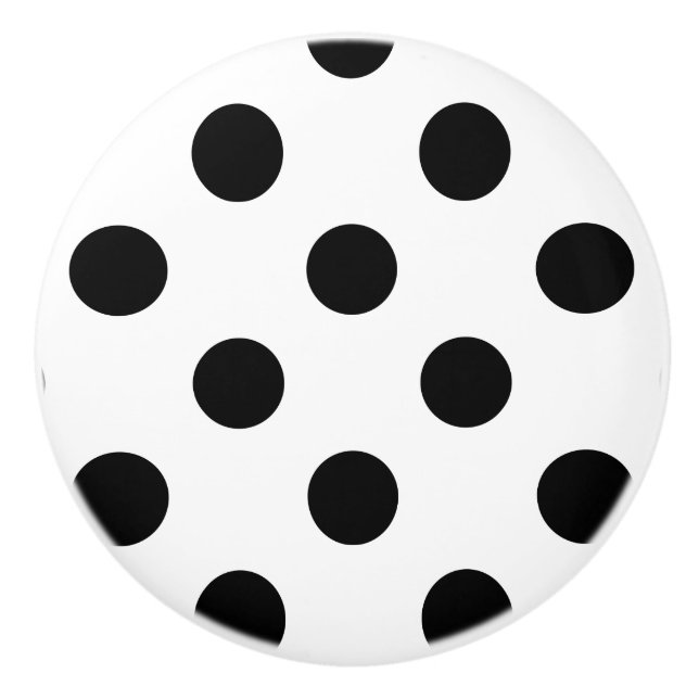 Black and White Polka Dot Ceramic Knob (Front)