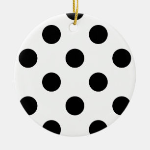 Black and White Polka Dot Ceramic Ornament
