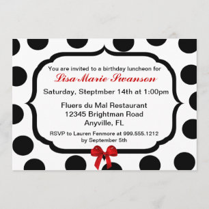Black and White Polka Dot Custom Invitations