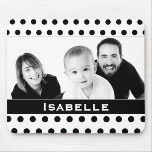 Black and White Polka Dot Custom Photo Mouse Pad