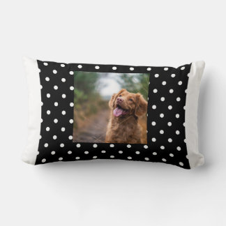 Black and white polka dot Dog pic Lumbar Cushion