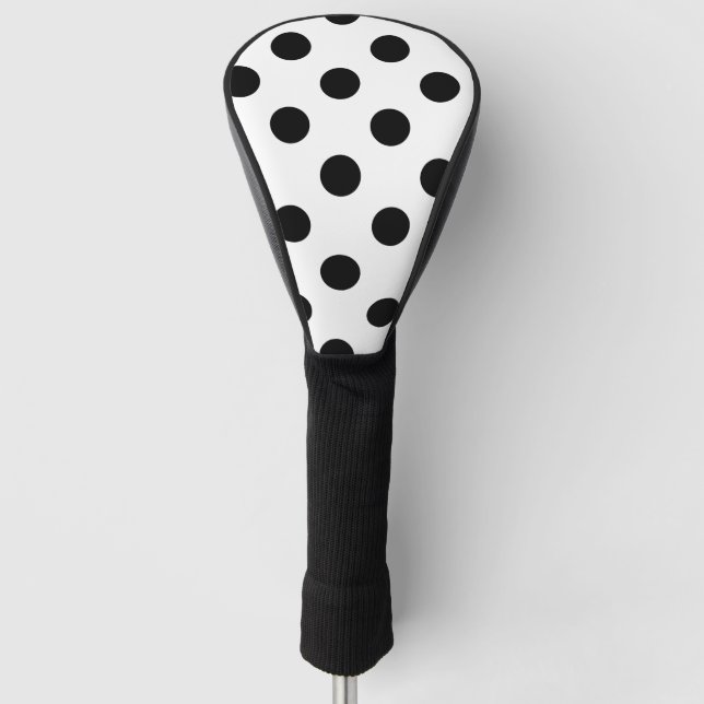 Black and White Polka Dot Golf Head Cover (Front)