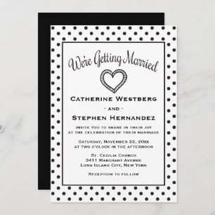 Black And White Polka Dot Heart Wedding Invitation