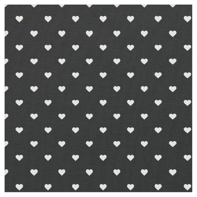 Black and White Polka Dot Hearts Fabric (Close Up)