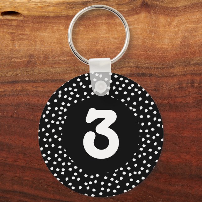 Black and White Polka Dot  Key Ring (Back)