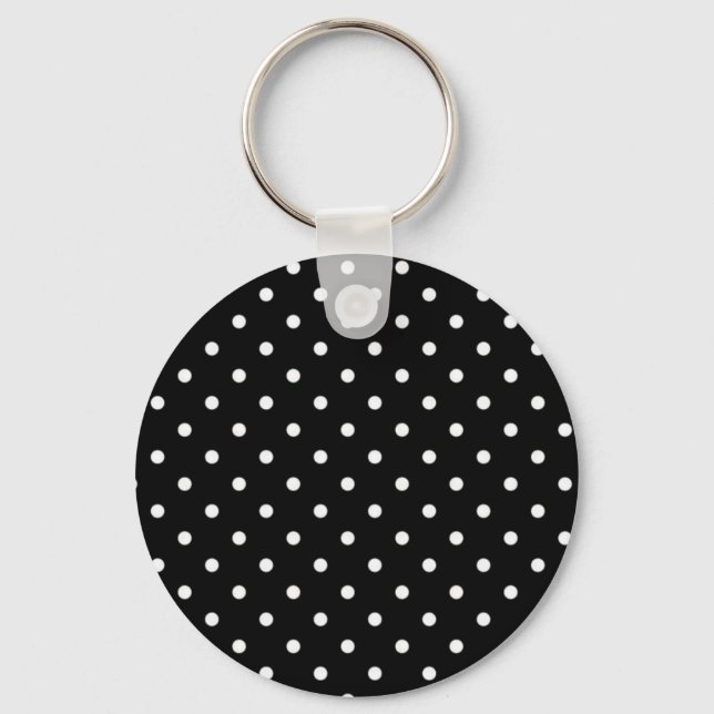 Black And White Polka Dot Key Ring (Front)