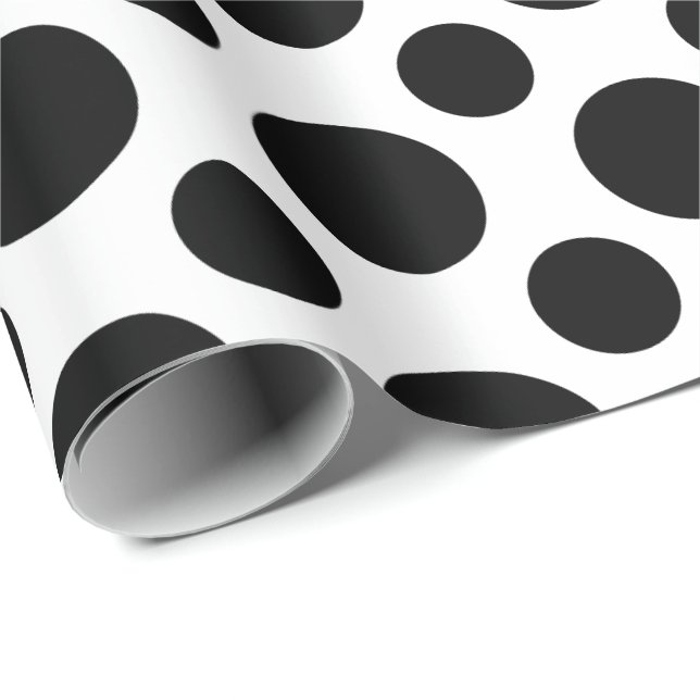 Black and White Polka Dot MCM Wrapping Paper (Roll Corner)
