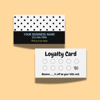 Black and White Polka Dot Modern Loyalty Card
