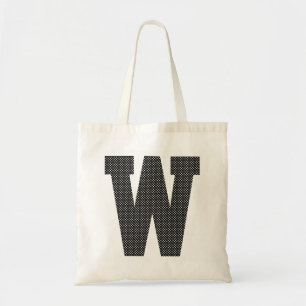 Black and White Polka Dot Monogram Tote Bag