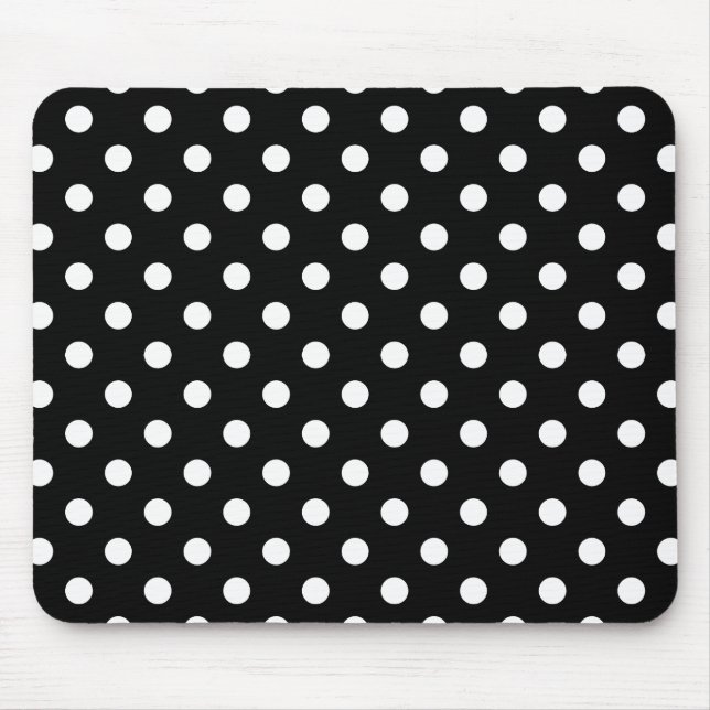 Black and White Polka Dot Mouse Pad (Front)