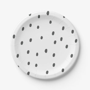 Black and white polka dot paper plate