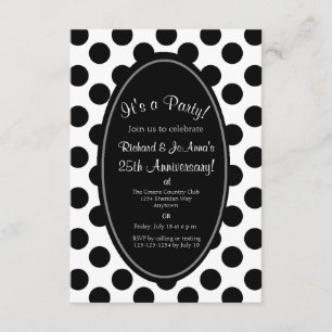 Black and White Polka Dot Party Invitation