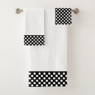 Black and White Polka Dot Pattern Bath Towel Set