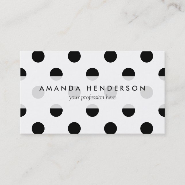 Black and White Polka Dot Pattern Business Card (Front)