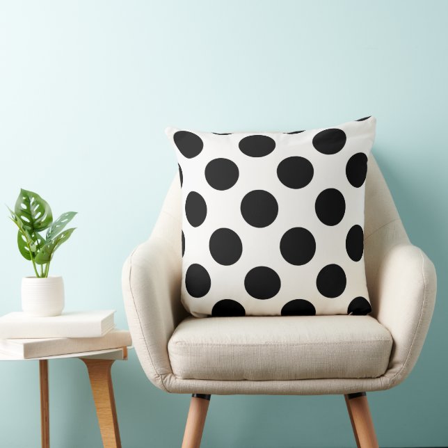 Black And White Polka Dot Pattern Cushion (Chair)