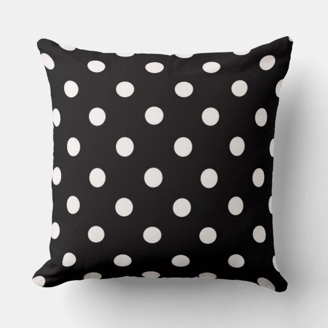 Black and White Polka dot Pattern Cushion (Front)