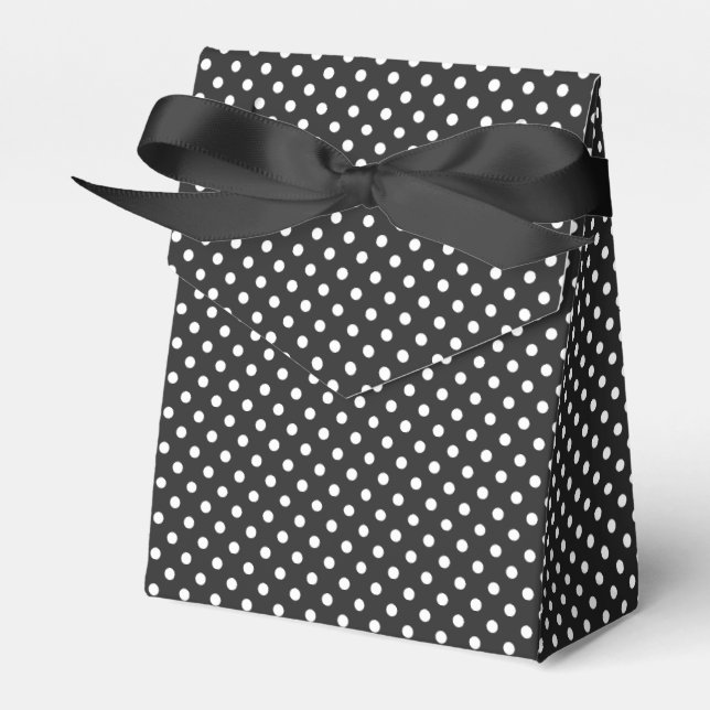 Black and White Polka Dot Pattern Favour Box (Front Side)