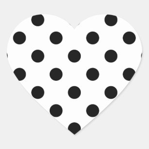 Black and White Polka Dot Pattern Heart Sticker