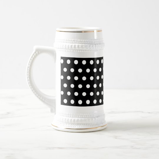 Black and White Polka Dot Pattern. Spotty. Beer Stein