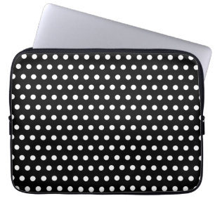Black and White Polka Dot Pattern. Spotty. Laptop Sleeve
