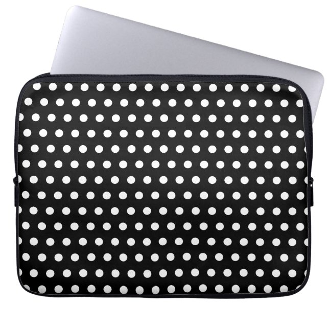 Black and White Polka Dot Pattern. Spotty. Laptop Sleeve (Front)
