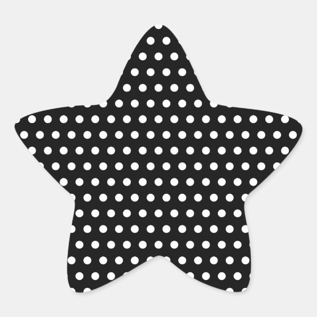 Black and White Polka Dot Pattern. Spotty. Star Sticker (Front)