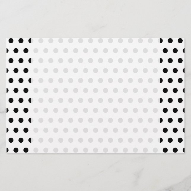 Black and White Polka Dot Pattern. Spotty. Stationery (Front)
