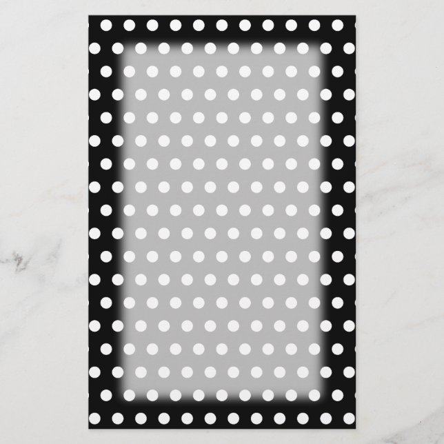 Black and White Polka Dot Pattern. Spotty. Stationery (Front)