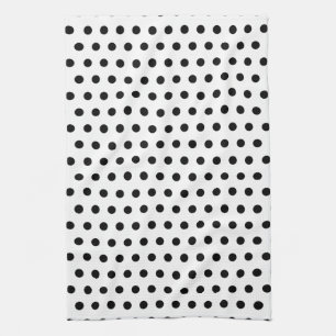 Black and White Polka Dot Pattern. Spotty. Tea Towel