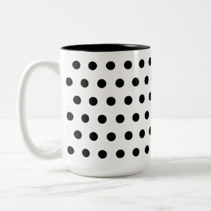Black and White Polka Dot Pattern. Spotty. Two-Tone Coffee Mug