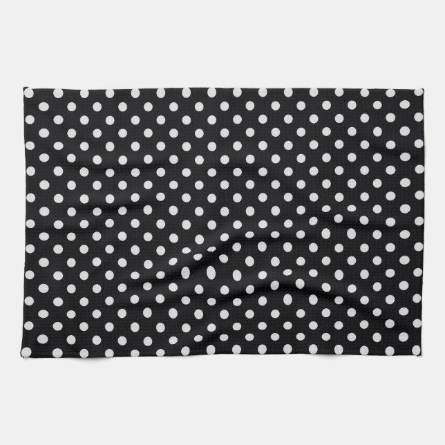 Black and White Polka Dot Pattern Tea Towel (Horizontal)