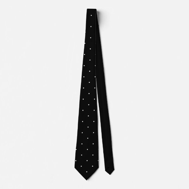 Black and White Polka Dot Pattern Tie (Front)