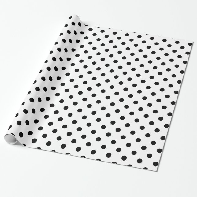 Black and white polka dot pattern wrapping paper (Unrolled)