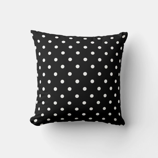 Black And White  Polka Dot Pillow (Front)