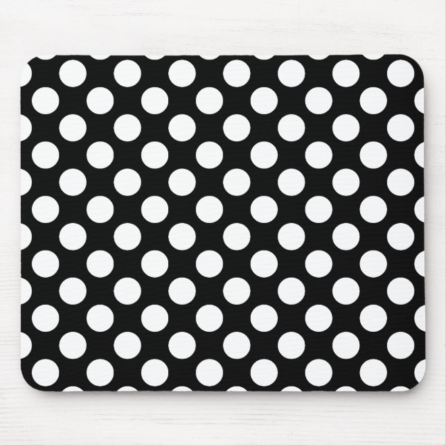 Black and White Polka Dot Retro Pattern Mouse Pad (Front)
