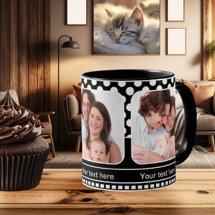 Black and White Polka Dot Retro Photo Frame Mug
