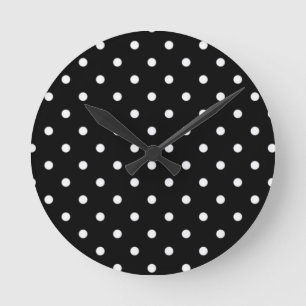 Black And White Polka Dot Round Clock