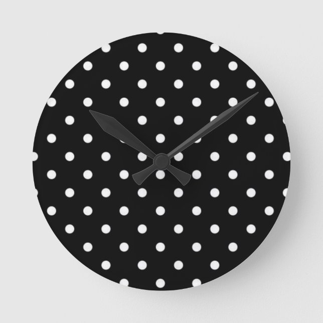 Black And White Polka Dot Round Clock (Front)