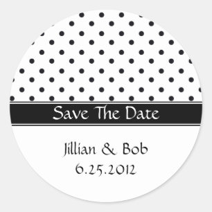 Black and White Polka Dot Save The Date Stickers