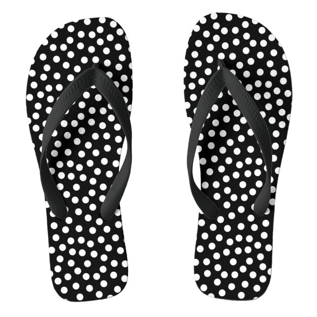 Black and White Polka Dot Thongs (Footbed)