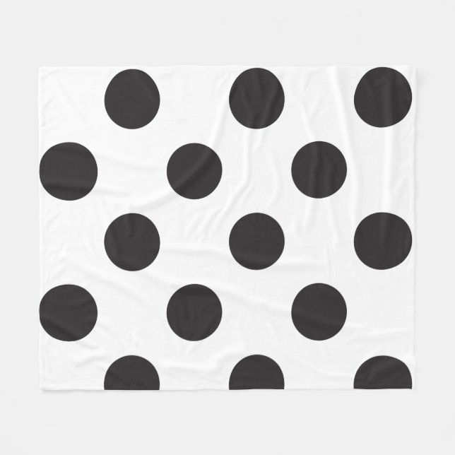 Black and White Polka Dot Trendy Design Fleece Blanket (Front (Horizontal))