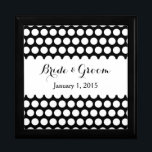 Black and White Polka Dot Wedding Gift Box<br><div class="desc">Customisable black and white polka dot pattern with couple's names and wedding date.</div>