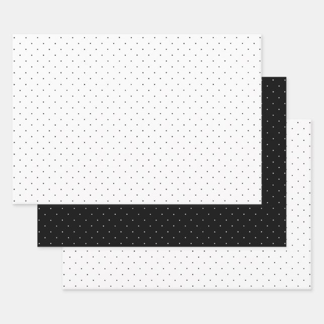 Black and White Polka Dot Wrapping Paper Sheet (Set)
