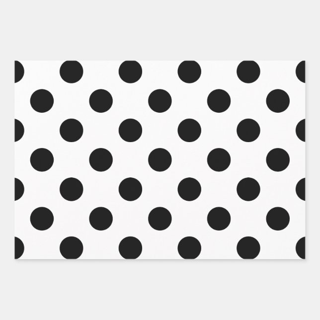 Black and White Polka Dot Wrapping Paper Sheet (Front)