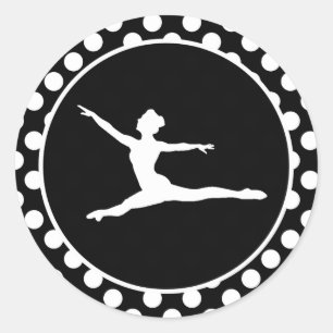 Black and White Polka Dots; Ballet Classic Round Sticker