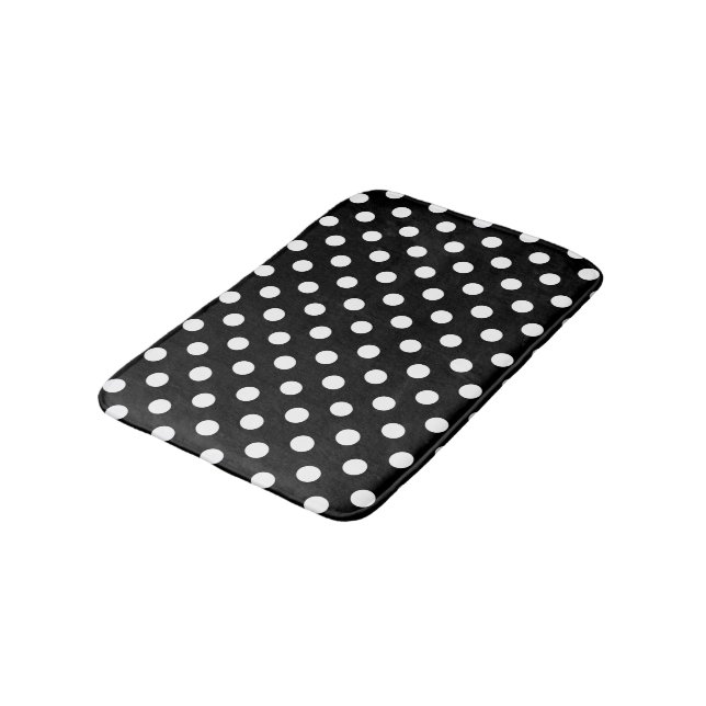 Black and White Polka Dots Bath Mat (Angled)