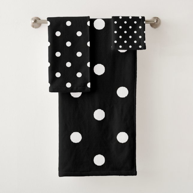 Black and White Polka Dots Bath Towel Set (Insitu)